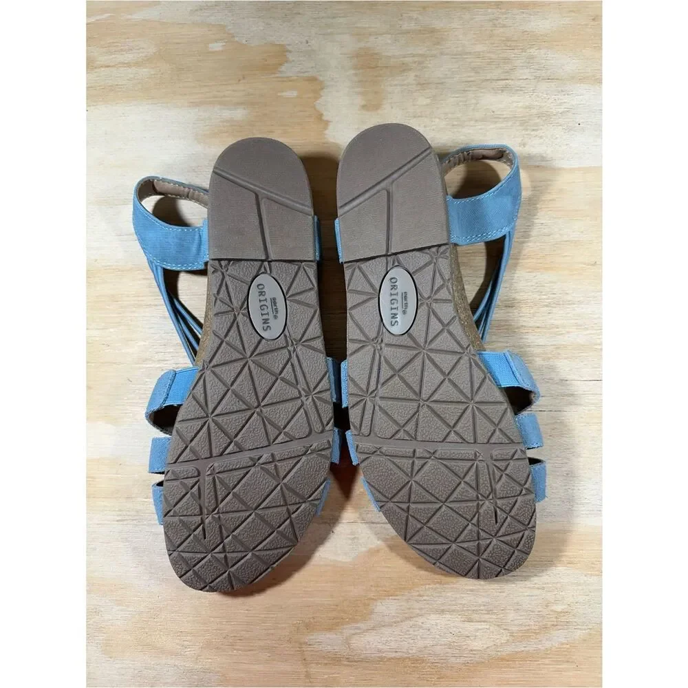 Earth Origins Laney Light Blue Suede Slingback Sandals Women’s Size 8.5